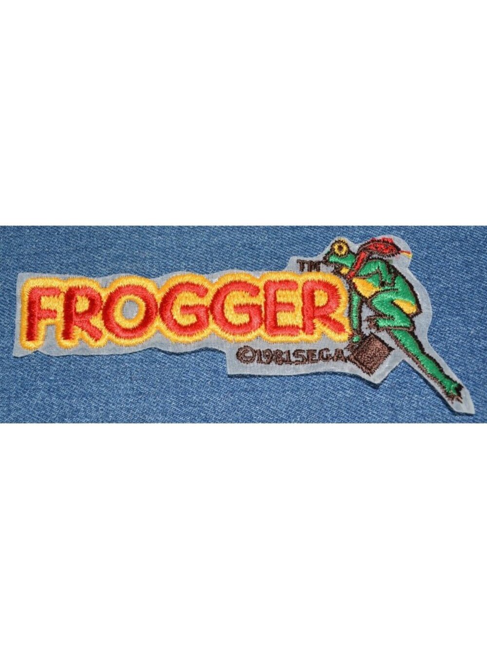Original NOS Vintage 80s FROGGER 6" Patch SEGA Arcade Video Game Retro Iron-On